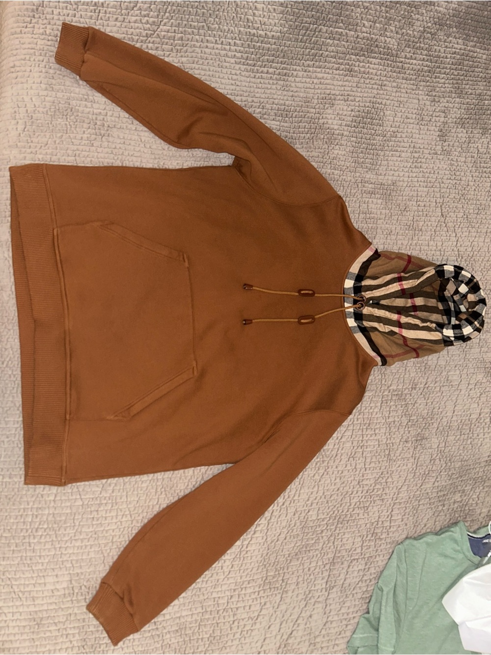 Burberry Camel Brown Hoodie with Classic Check Lining